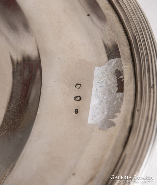 Silver large bowl/tray with ribbon decoration