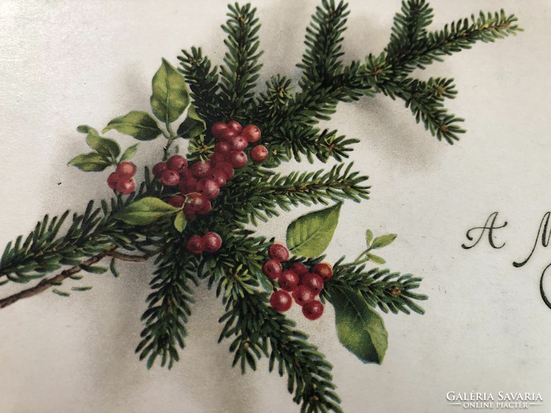 Antique, old litho Christmas card -7.