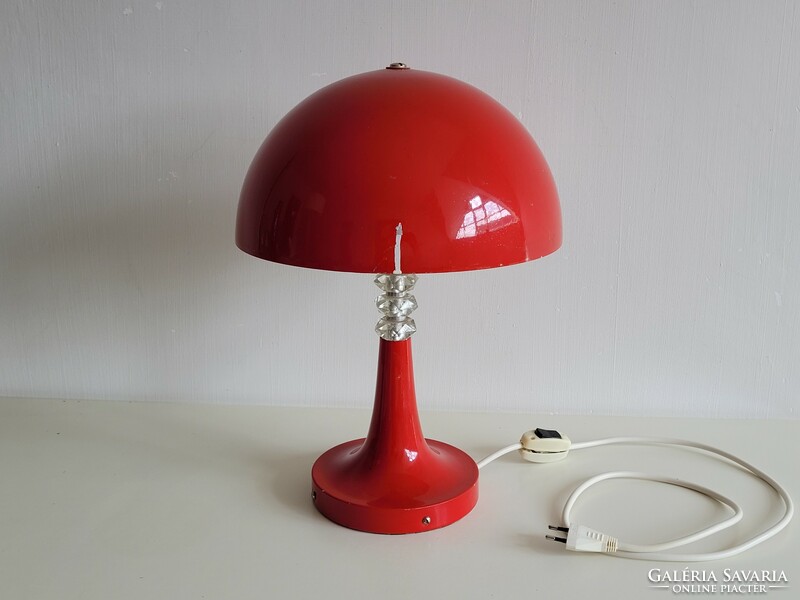 Retro two-bulb metal-molded large mushroom lamp, mid-century table lamp