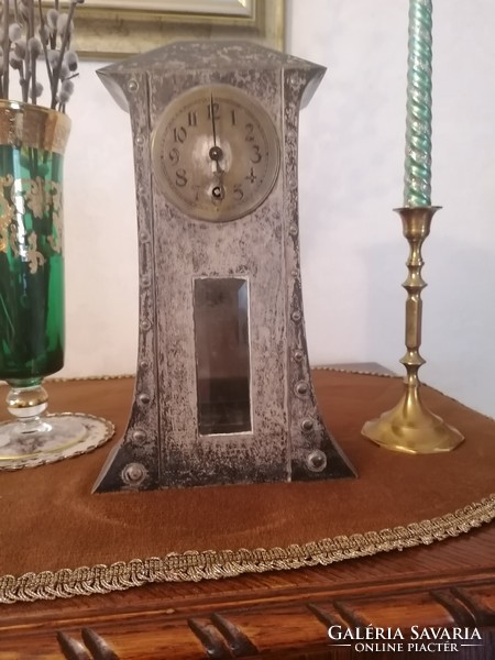 Asztali óra, antik, ezüstözött, Kienzle gyártmányú