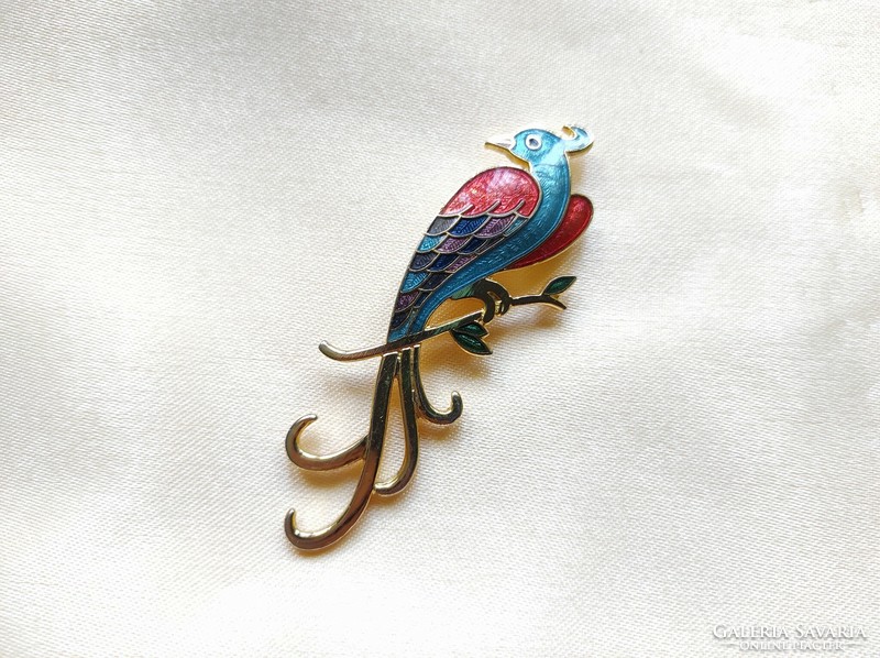 Marked, peacock brooch