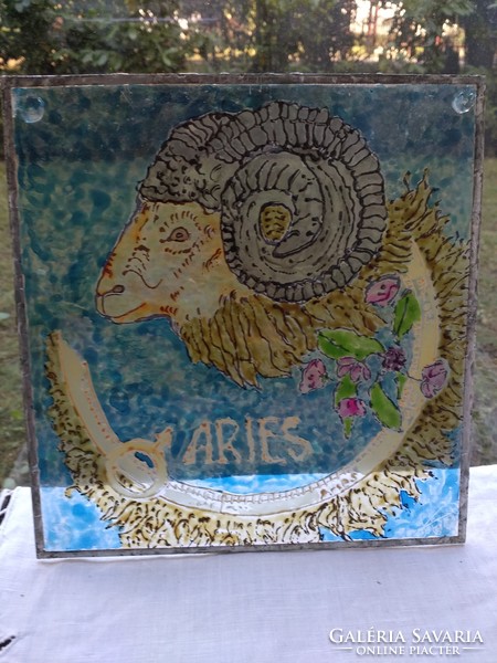 This ram glass painting is a real rarity