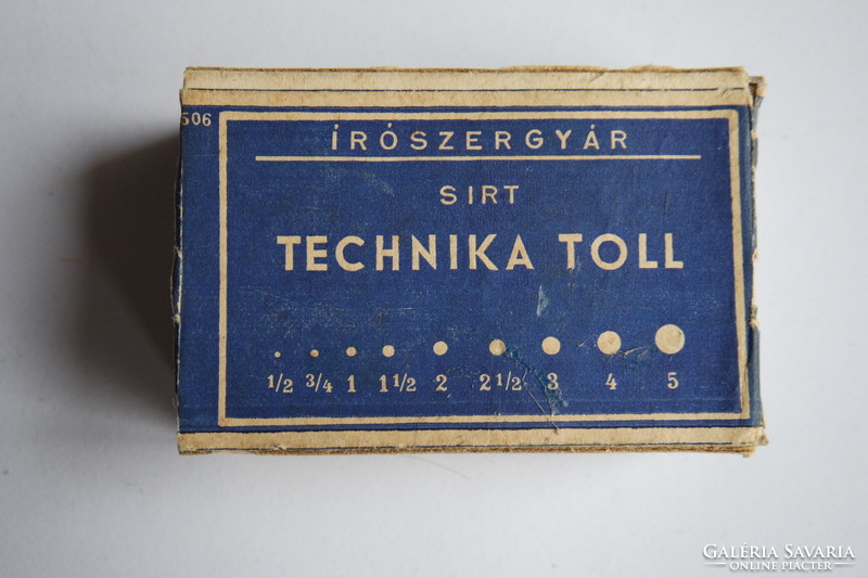 "Technika toll, Írószergyár"  karton tollhegydoboz, tollszemekkel