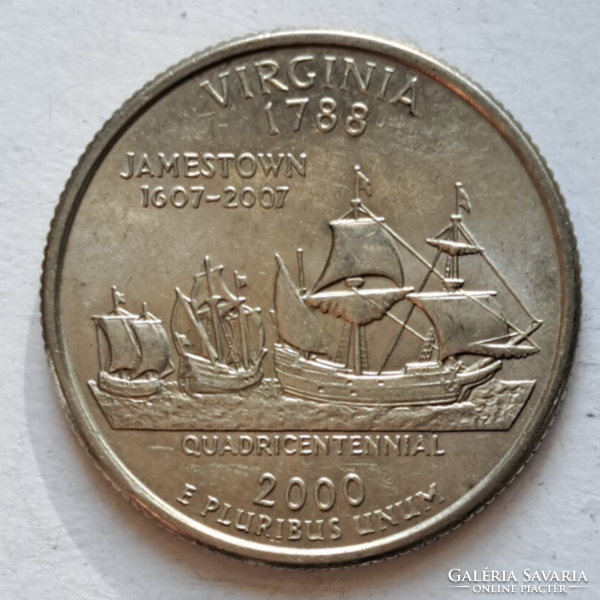 2000  Virginia emlék USA negyed dollár " Szövetségi Államok" sorozat (710)