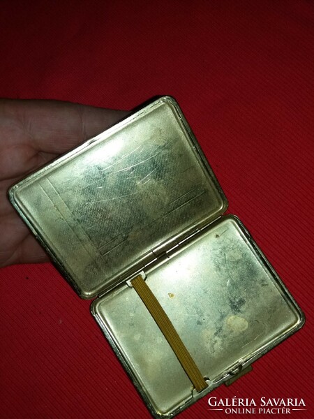 Antique silver plated metal cigarette box with dosed cigarette case box as shown