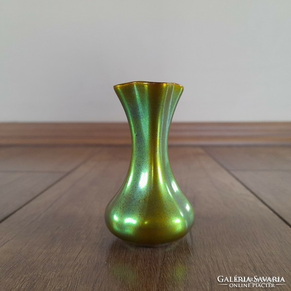 Antique Zsolnay art nouveau tiny eosin vase