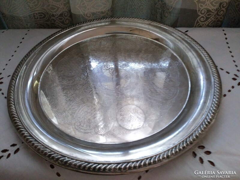 Gadroon edge silver plated please tray