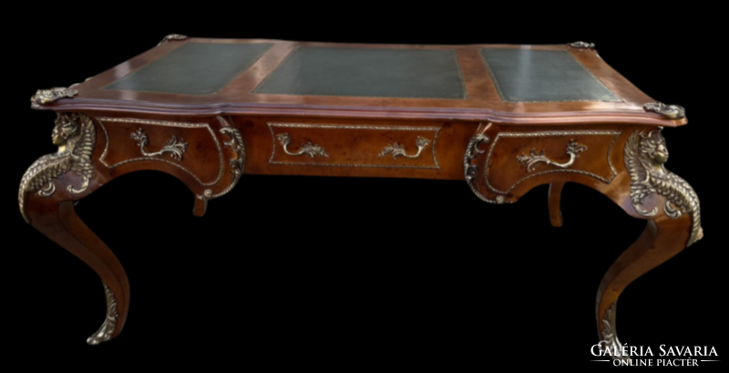 Richly decorated empire style desk with 3 drawers