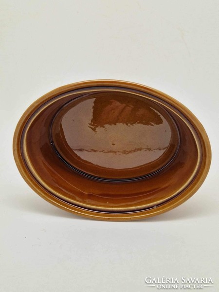 Vintage Italian pottery pate terrine oval dish with pheasant 17cm