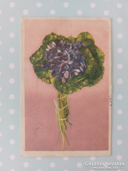 Régi képeslap 1953 virágos levelezőlap ibolya