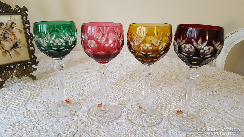 Beautiful anna hütte colored lead crystal wine glasses 4 pcs.