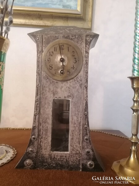 Table clock, antique, silver-plated, made by Kienzle