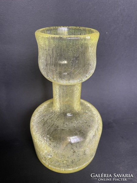 Rare cracked retro art-deco glass vase from Karcagi Berekfürdő 18 cm