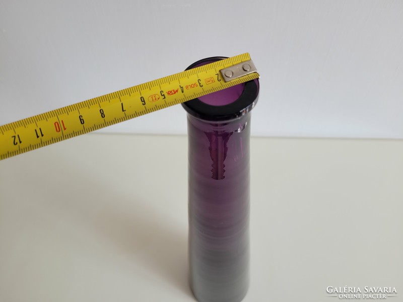 Nagy méretű 43,5 cm es lila üvegváza váza modern üveg palack dekoráció díszüveg