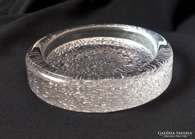 Timo sarpaneva, vintage finnish heavy ice glass, iittala. Ash tray design, 1965'