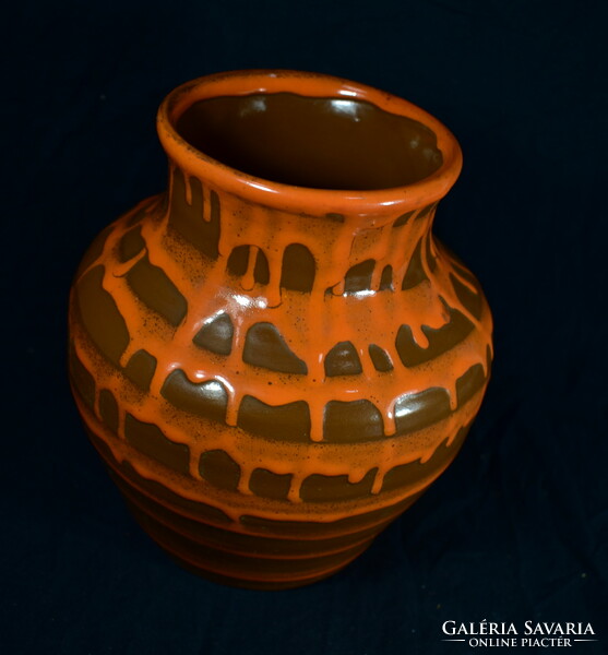 Retro glazed ceramic vase with large - mark