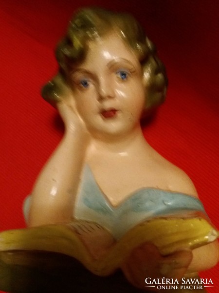 Antique ceramic figure reading girl bookend in beautiful condition, incomparably beautiful according to the pictures