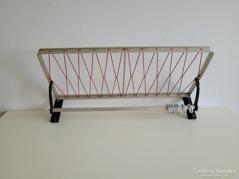 Retro old 63.5 cm red mesh aluminum mid century hall hat rack with hook