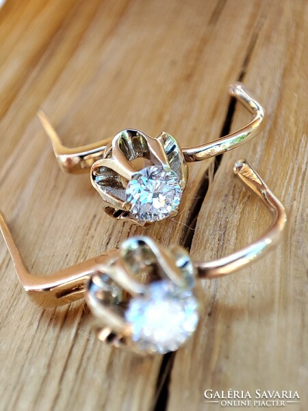 14K gold Russian earrings with diamonds Russian diamonds