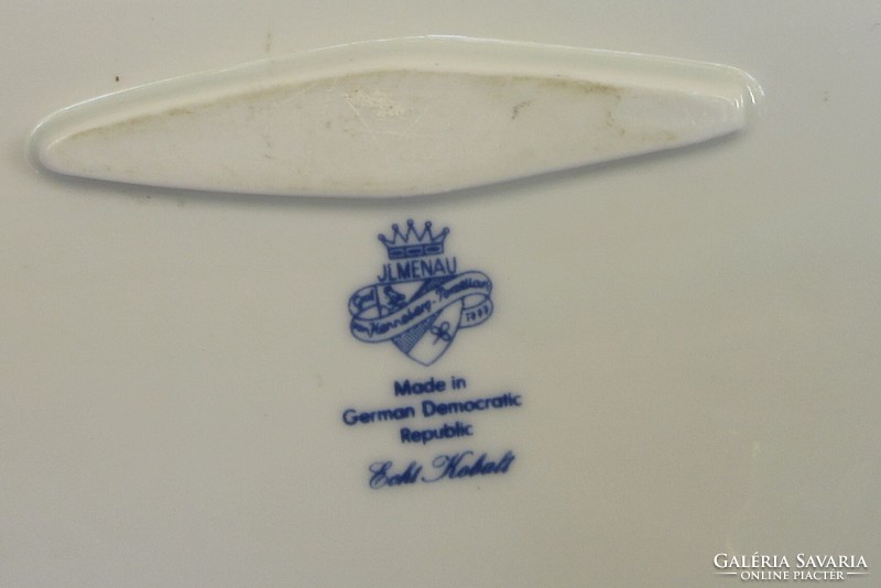 Original cobalt blue jlmenau Hanneberg German oval porcelain tray with flower pattern 32.5 x 21 cm