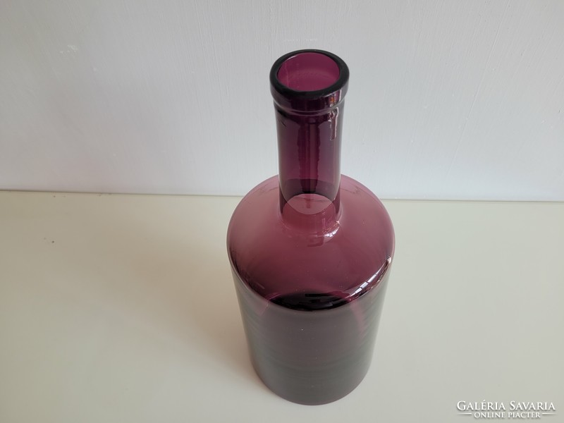 Nagy méretű 44 cm es lila üvegváza váza modern üveg palack dekoráció díszüveg