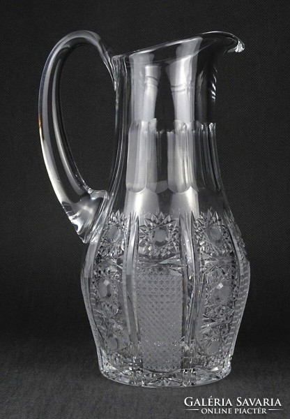 1O908 old decorative polished crystal jug 22.5 Cm