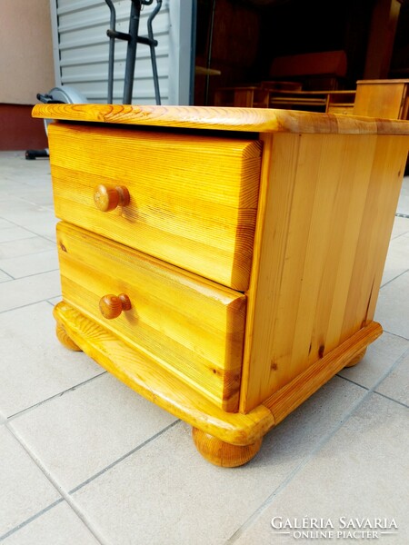 A 2-drawer pine chest of drawers and nightstand for sale. Furniture is in like new condition