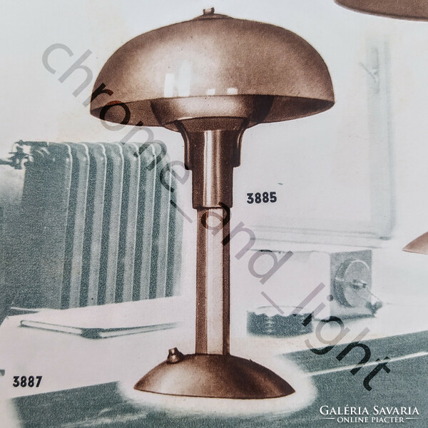 Art deco - Bauhaus nikkelezett, dupla ernyős asztali lámpa felújítva - Lampart
