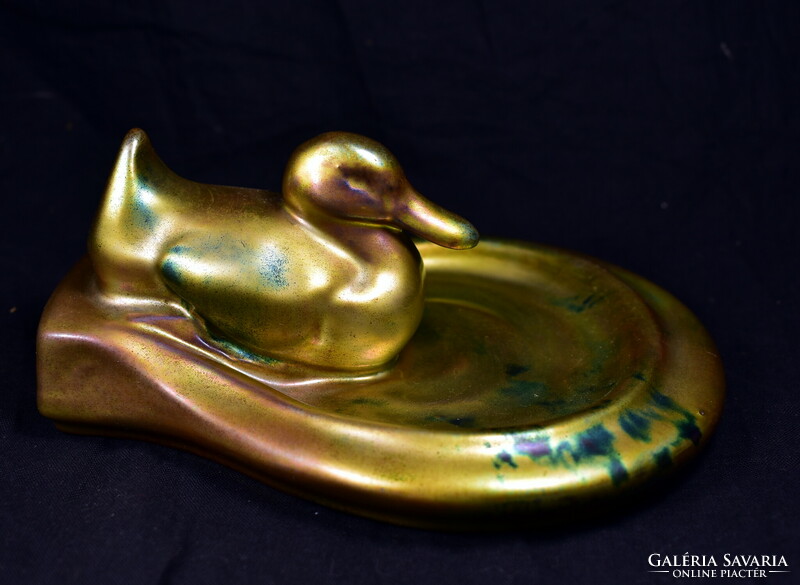 1930 Around Zsolnay eozin: bathing duck business card holder