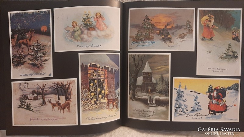 Christmas on old postcards album, a collection of old Christmas postcards in a picture album