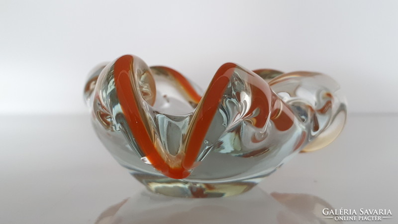 Mid-century művészi fújt üveg hamutál