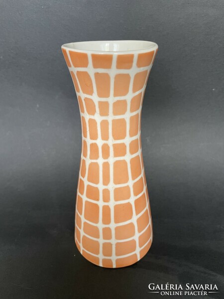 Very rare antique raven house orange glazed giraffe vase
