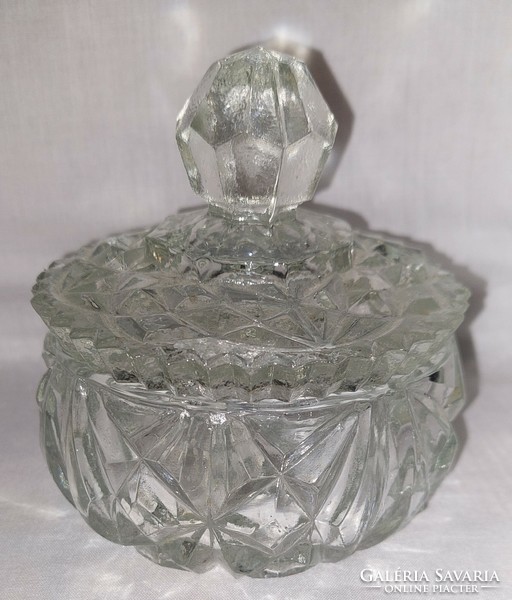 Thick glass sugar container with lid