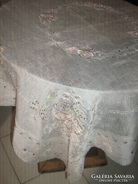 Special floral tablecloth with beautiful pearl embroidery