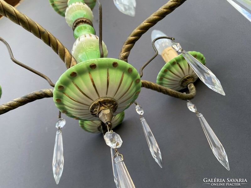 Green crystal chandelier.