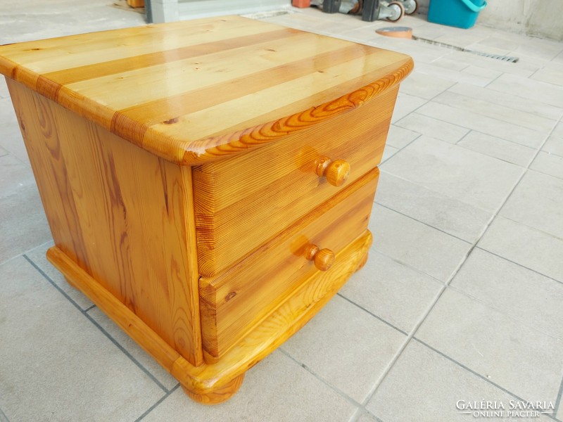 A 2-drawer pine chest of drawers and nightstand for sale. Furniture is in like new condition