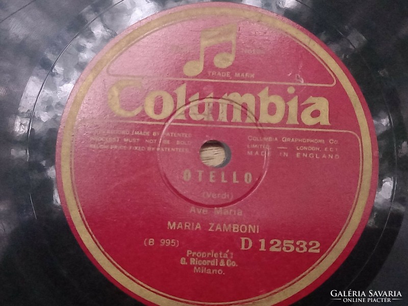 Columbia art deco bakelit lemez, Verdi Otello -1930-'as évekből, gyűjtői darab!