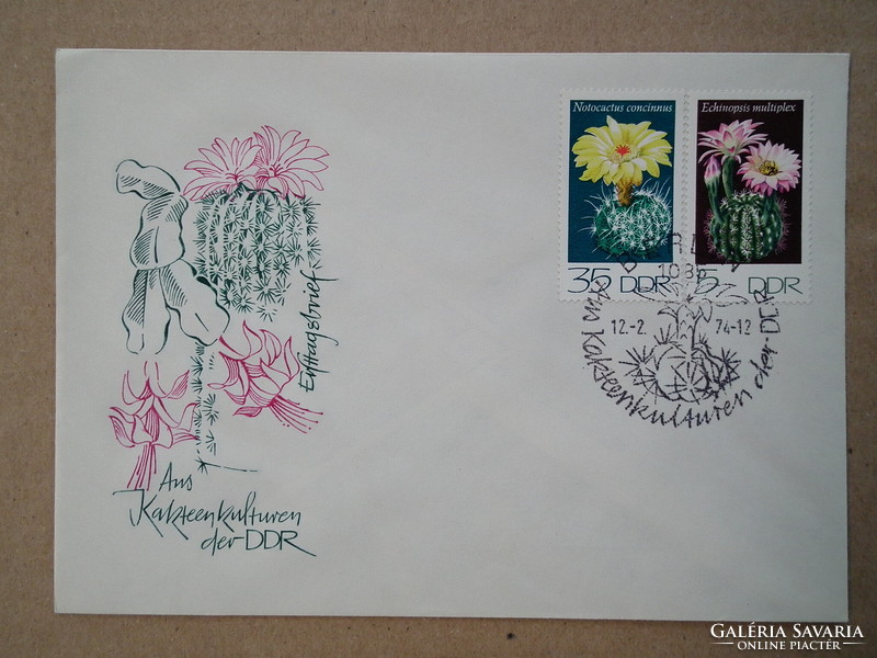 1974. Ndk fdc and postcard - cacti ii. With a line of stamps