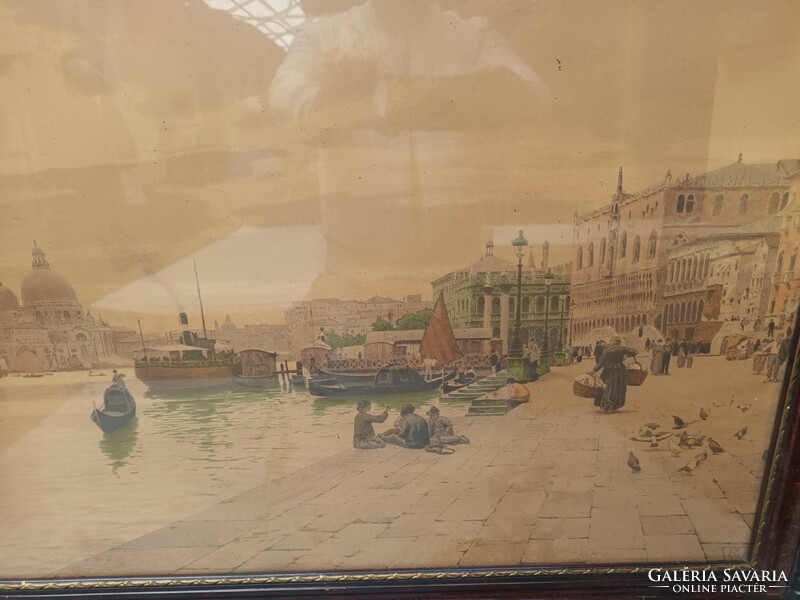 Antique Venetian colored etching