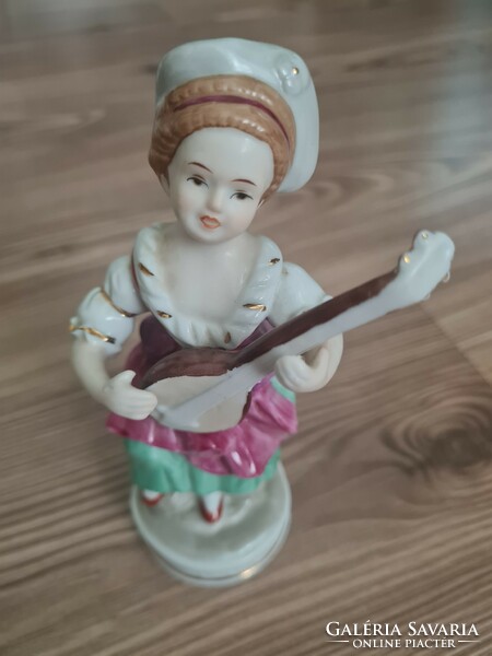 Cdc handmade rococo 1720-1780 porcelain girl with a lute