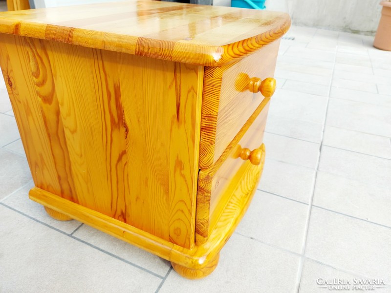 A 2-drawer pine chest of drawers and nightstand for sale. Furniture is in like new condition