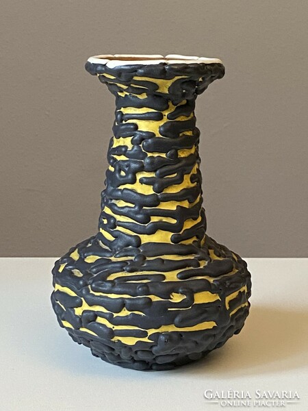 Király ceramic vase decorated with yellow and black shrink glaze 20.5 Cm
