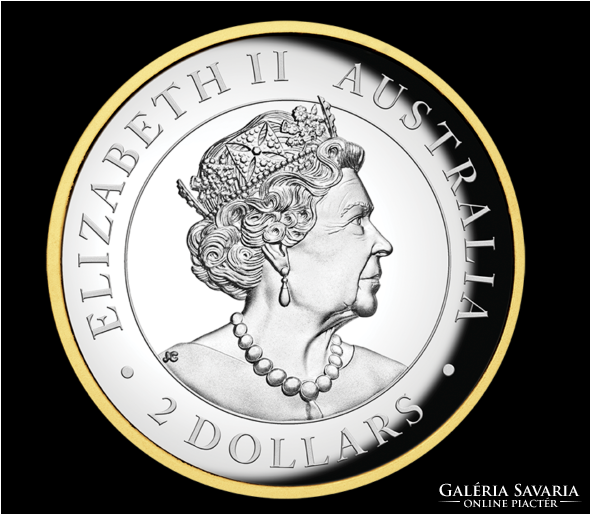2022 Australia, ii. Elizabeth, 2oz gilt silver proof coin in box with certificate