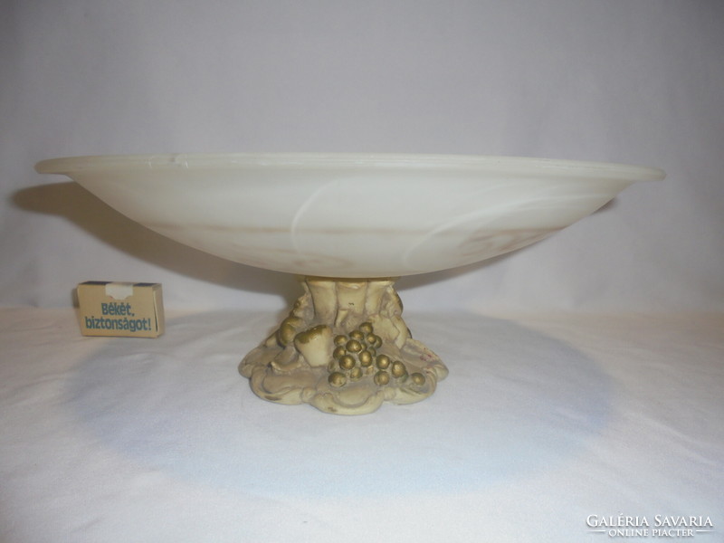 Old cake plate with base, fruit plate - glass, ceramic base