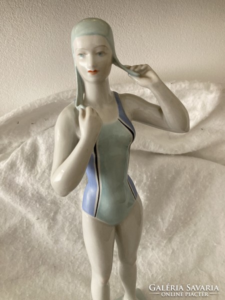 Raven Háza porcelain figure of a swimming girl / rare sculpture