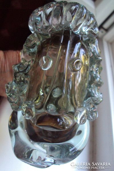 Special broken glass lion figure, made of aqua green glass - table decoration - weight - star decoration!