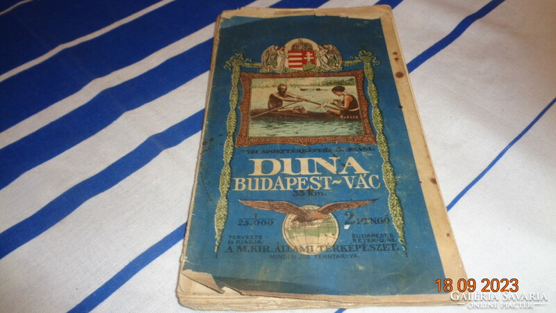 DUNA - Budapest - Vác  vizi sport térkép 33 km.  az 1930 as évekből , Magyar Királyi Térképészet