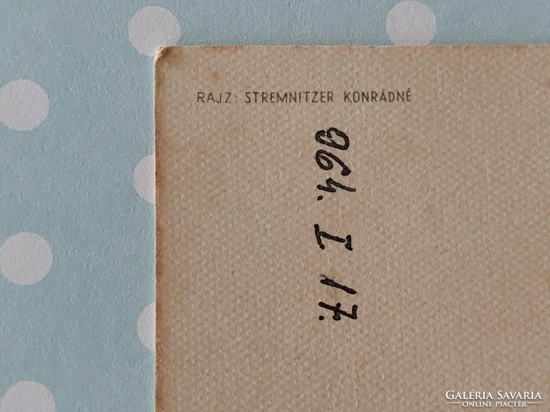 Régi képeslap 1964 virágos levelezőlap ciklámen