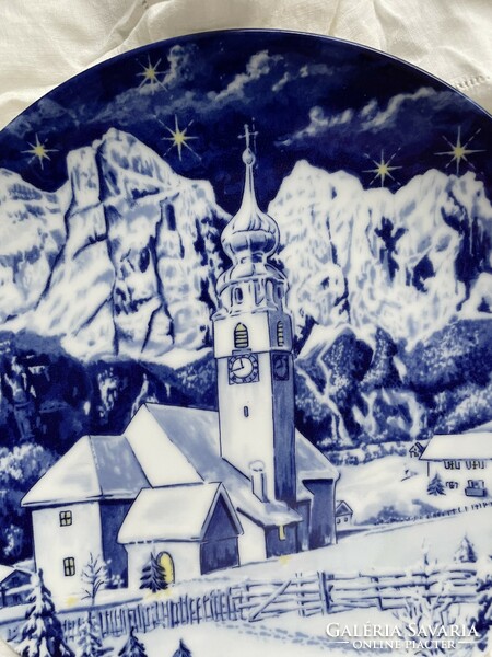 Gyönyörű 1992 - es gyűjtői Karácsonyi falitányér - Bavaria Echt cobalt