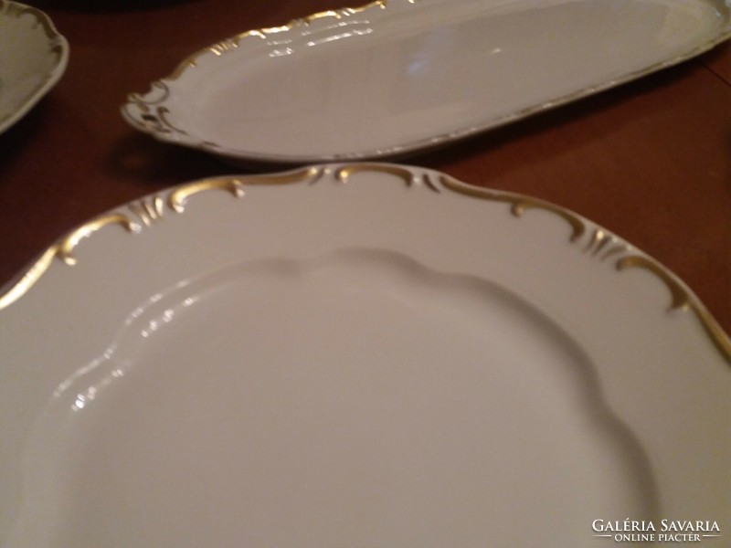Zsolnay arany stafír 6 személyes vacsorázó készlet, étkészlet nagy tányérokkal